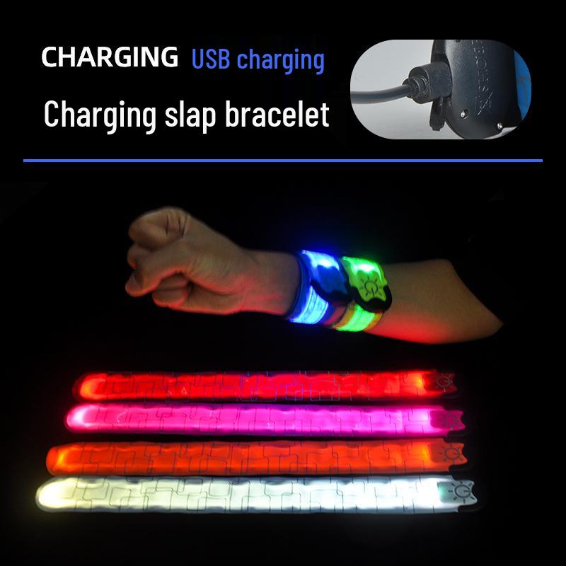 LED Rechargeable Luminous Bracelet Snap Band for Night Running