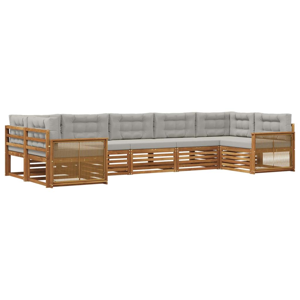 Outdoor Sofa Set with Cushions 7 Pcs Natural and Light Grey