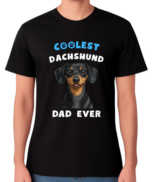 Coolest Dachshund Dad Ever T-Shirt Dog Lover Gift Unisex Tee S