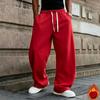 Men's Oversized Straight Leg Lined Sweatpants with Drapey Fit for Athletic Casual Wear