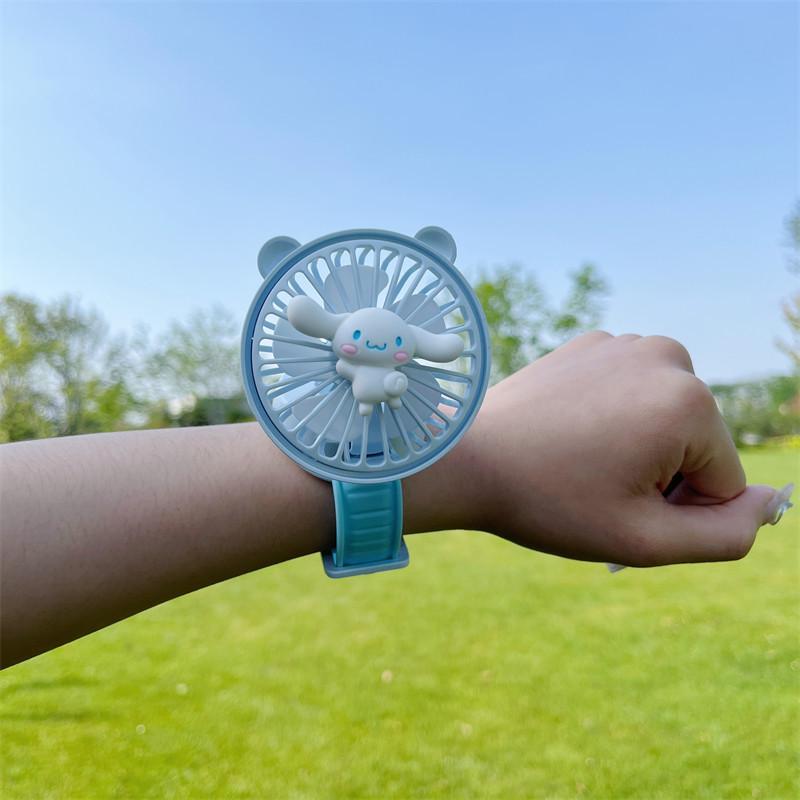 Sanrio Portable Cartoon Watch Fan: Rechargeable Handheld Mini Electric Fan Gift for Girls