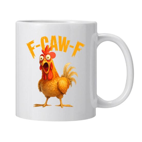 Personlig F-Caw-F Kyllingkrus 15oz Keramisk Kaffekopp Morsom Hane Gårdsdyr Humor Krus Gjenbrukbart Oppvaskmaskin Mikrobølgeovn Sikker Drikkeglass