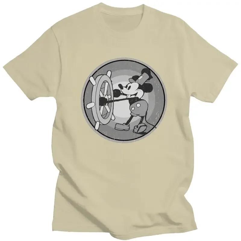 Cool Mickey Mouse Anime T Shirt Short Sleeved 100% Cotton T-shirt Summer Steamboat Willie Tees Streetwear Tshirts Unisex