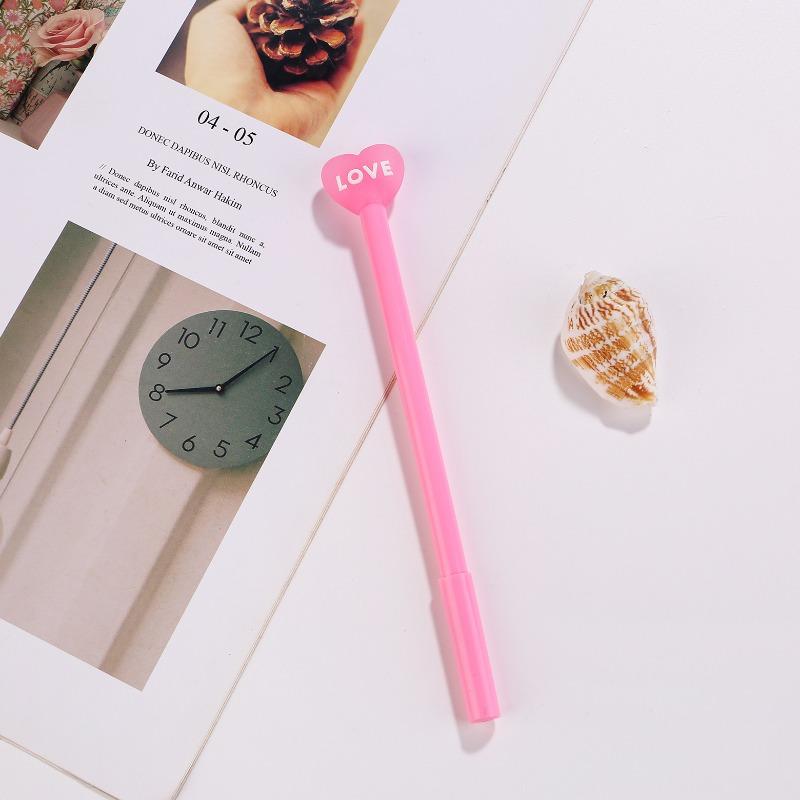 1pc Heart Shaped Gel Pens Teachers Gifts Cartoon Signature Pen Cute Gel Pen School Writing Pens Stationery Back To School Season