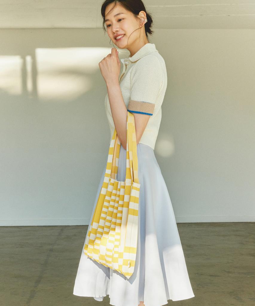 Pleatsmama Shoulder Bag Grid Yellow
