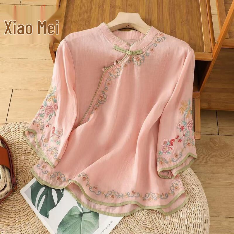 Elegantes Kurzarm-Oberteil im neuen chinesischen Stil für Damen