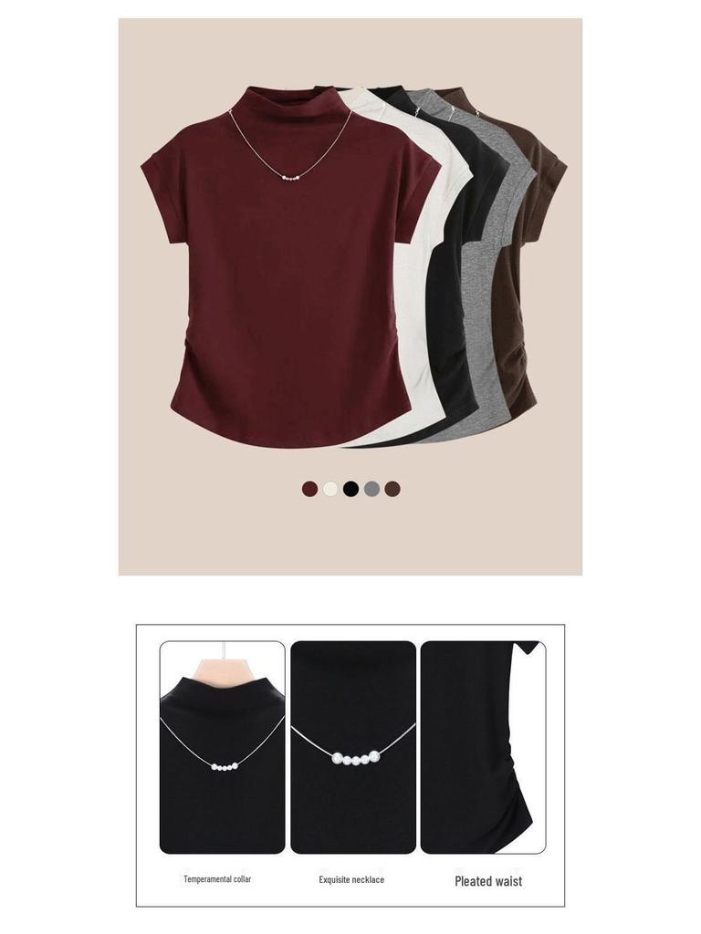 Plus Size Slimming Short-Sleeve Thermal Fleece T-Shirt for Women