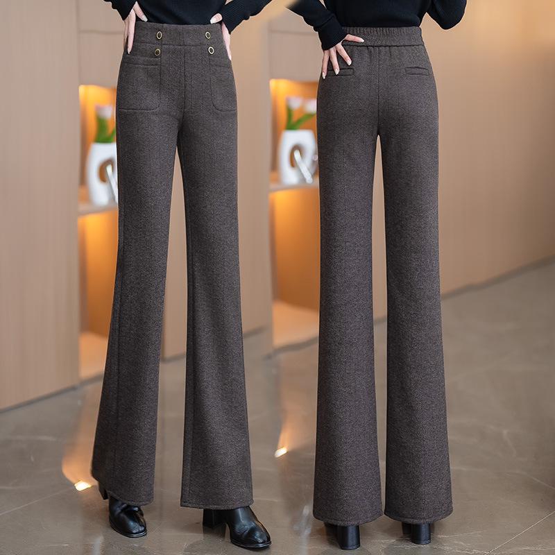 

Women s Slimming Velvet Micro-flare Pants with Elastic Waist - 2025 Autumn/Winter Collection 2XL /30 [Recommended for 126-135 lbs]