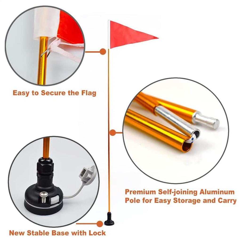 Kayak Safety Flag Foldable Aluminum Lightweight Flagpole Set Kayak Visibility Kit Easy Installation Kayak DIY Accessories