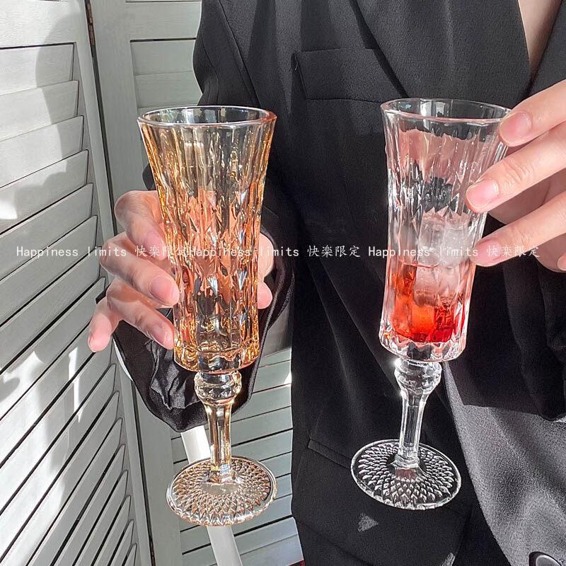 ZISIZ Retro Diamond Relief Champagne Glass