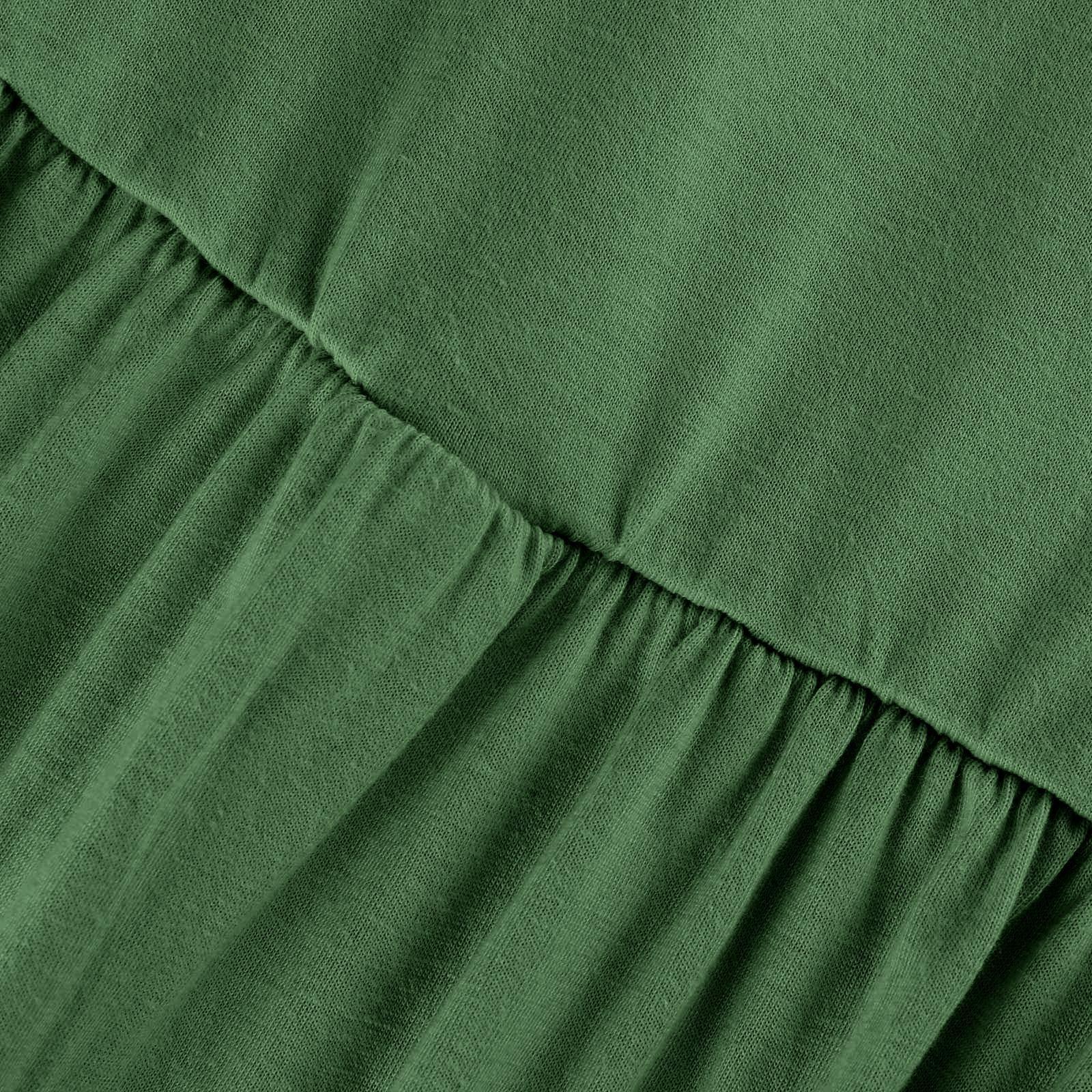 Женское повседневное однотонное платье с круглым вырезом и лепестками — фото 6