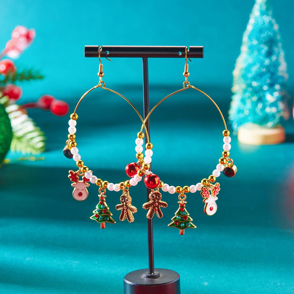 Shiny Christmas Earrings Drop Hoop For Women Santa Claus Xmas Tree Snowman Elk Snowflake Long Tassel Dangle Earrings Party Gift