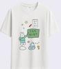 Korean Style Versatile Fashion Retro Cute Cat with Pink Gun TShirt Korean Text Graphic Casual Short Sleeve Tee White