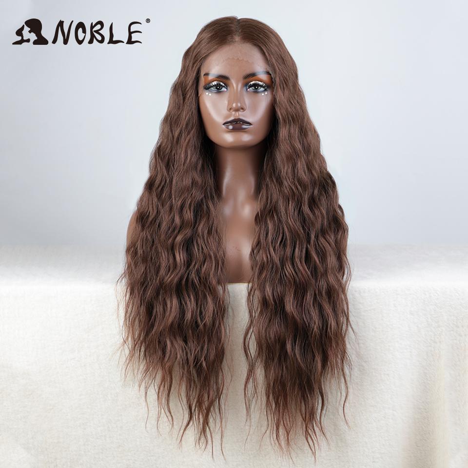 Noble Synthetic Lace Wig Cosplay Wigs 30 Inch Long Deep Wavy Ombre Blonde Silvery Lace Wigs For Women Lace Wig Heat Resistant