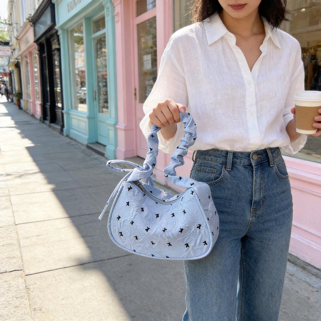 Pu Butterfly Knot Crossbody Bag For Daily Office Wear
