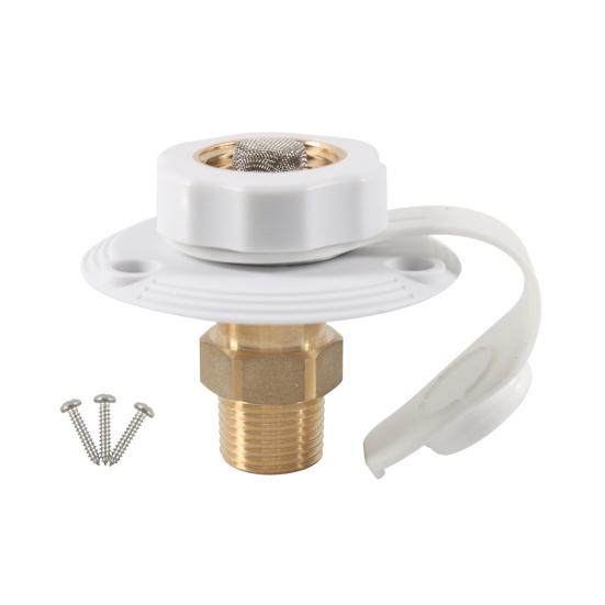 

Адаптер для заливной горловины воды для автодома 3/4 NH на 1/2 NPT резьба с обратным клапаном, латунь без свинца, пищевой силикон, водяной клапан для кемперов, прицепов белый