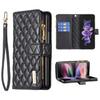 Applicable to Samsung Z Fold7 mobile phone leather case Z Fold4 rhombus small fragrant style zipper wallet insert card protective case