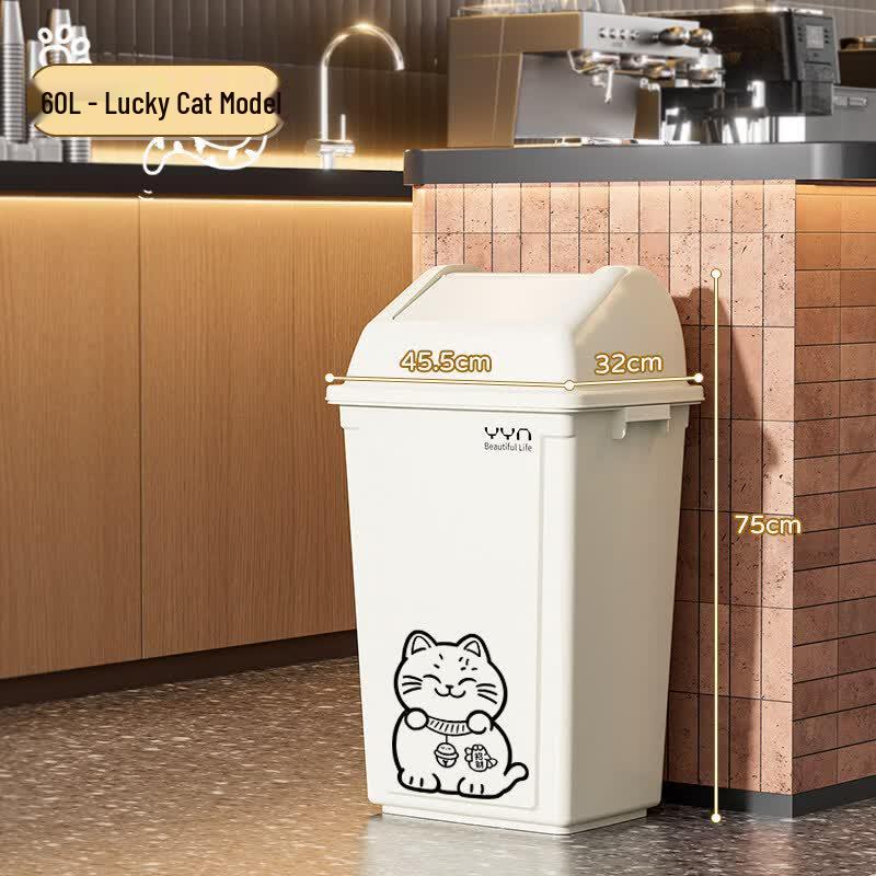 60L Lucky Cat Swing Lid Trash Can