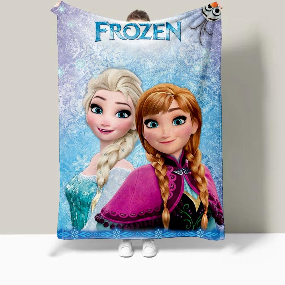 Frozen Elsa Cartoon Printed Blanket Oversized Bedding Sofa Soft Travel Warm Flannel Bedroom Blanket Children Girls Gift