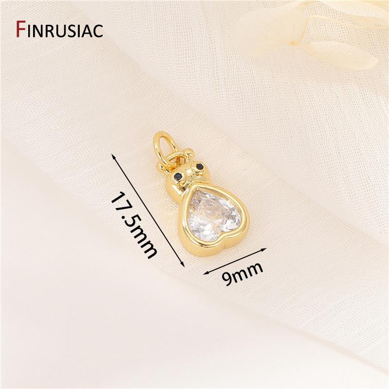 

DIY Bracelet Necklace Accessories 14K Gold Plated Brass Inlaid Zircon Flower/Heart Charms For Jewelry Making Findings Wholesale 2 pieces