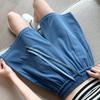 Plus Size Women's Sport Shorts Stretch Elastic Waist Washed Solid Color Lyocell Thin Wide Leg Shorts with Large Pockets