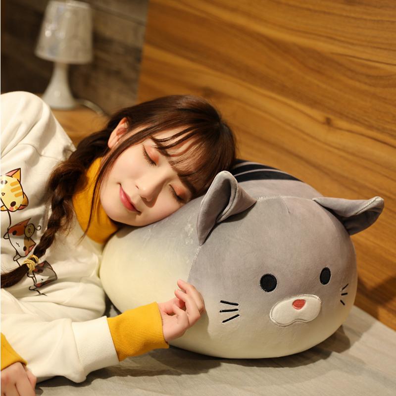 Cartoon Soft Round Cat Plush Toy Sofa Pillow Cushion Down Cotton Bread Kitty Doll Cute Children'S Room Decor Kids Girls Gifts