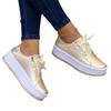 Women's Thick-Soled Lace-Up Sneakers - European & American Style, Round Toe, Solid Color, Plus Size Available
