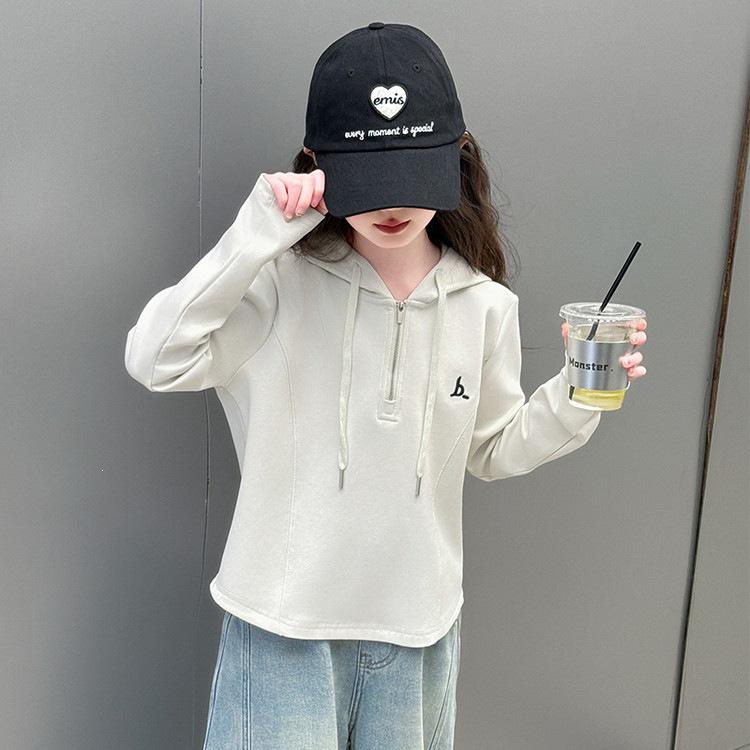 Girls' Spring & Fall Outfit Set: Zip Hoodie, Casual Base Layer, Jeans, Wide-Leg Pants