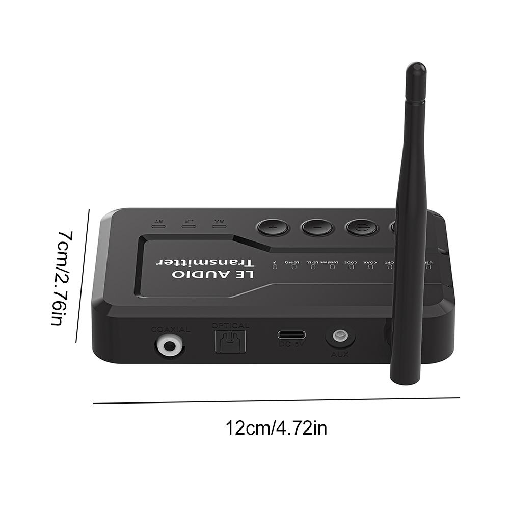 LE Wireless Audio Music Transmitter Adapter USB/AUX/Opt/Coax Bluetooth-Compatible 5.3 Wireless LE Audio Adapter for TV Headphons