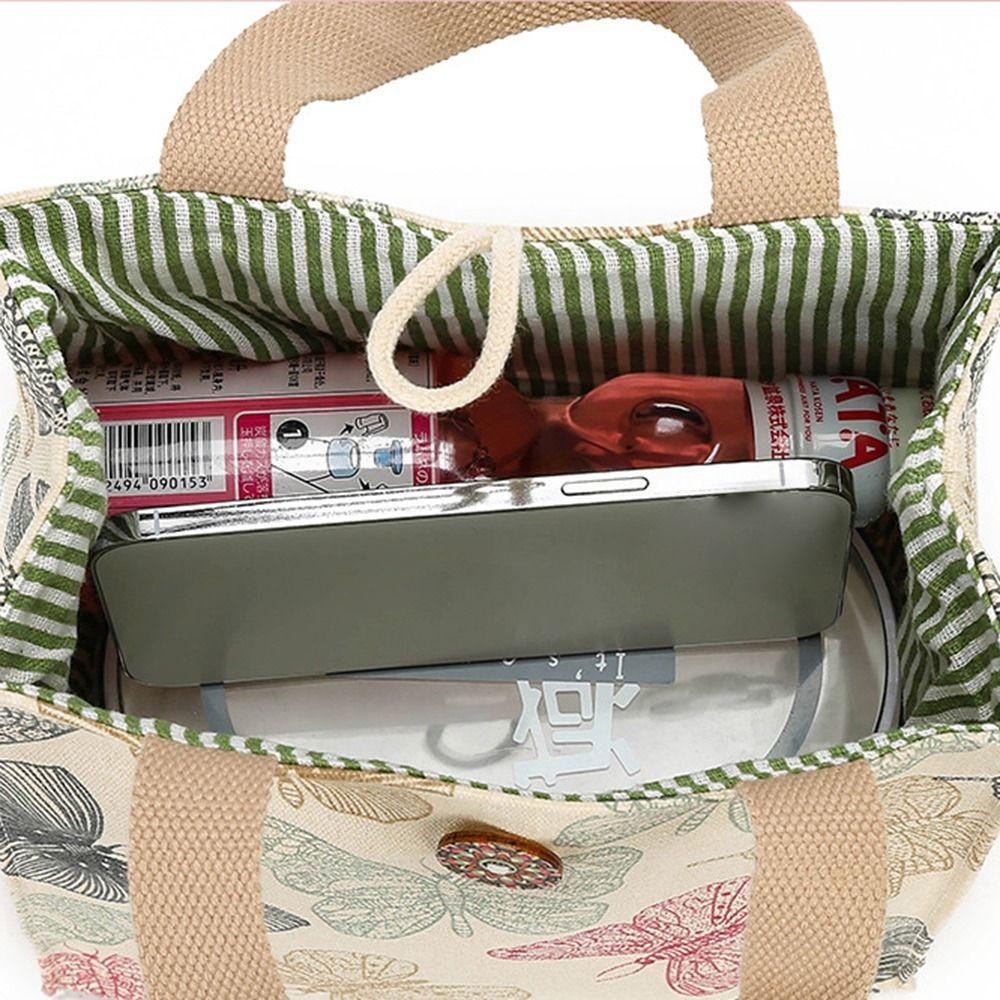 Cute Canvas Lunch Bag Large Capacity Waterproof Tote Bag Print Lunch Box Handbag for Women