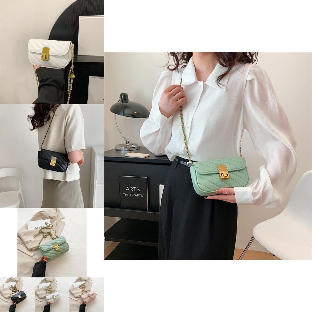 Fashionable Summer 2023 Pu Leather Square Flap Bag Stylish Chain Shoulder Bag