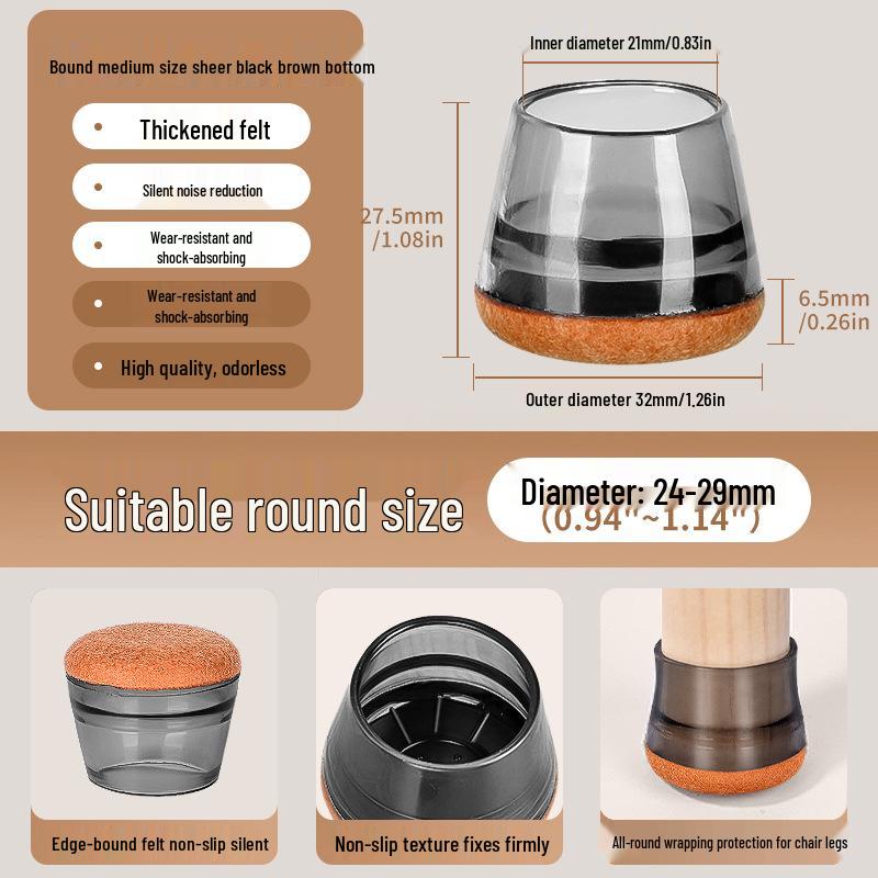 Reinforced Non-Slip Silent Chair and Table Leg Covers with Wear-Resistant Foot Pads