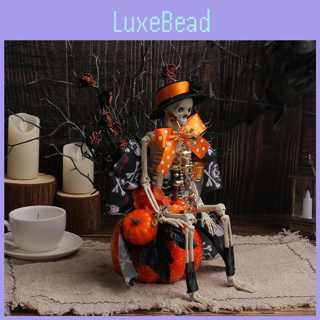 Pumpkin Skeleton Halloween Tabletop Ornament Party Decoration Spooky Props Event