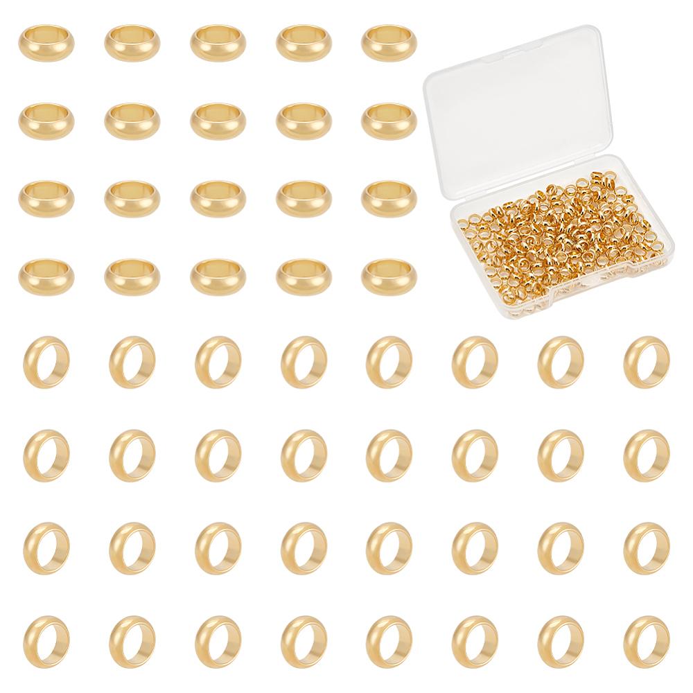 200Pcs 201 Stainless Steel Spacer Beads, Ring, Real 18K Gold Plated, 5x2mm, Hole: 3.5mm