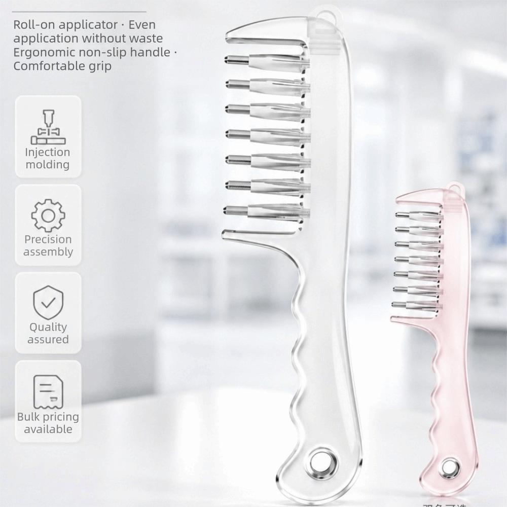 Rolling Metal Teeth Scalp Liquid Guide Comb Essential Oil Applicator Home Salon Use