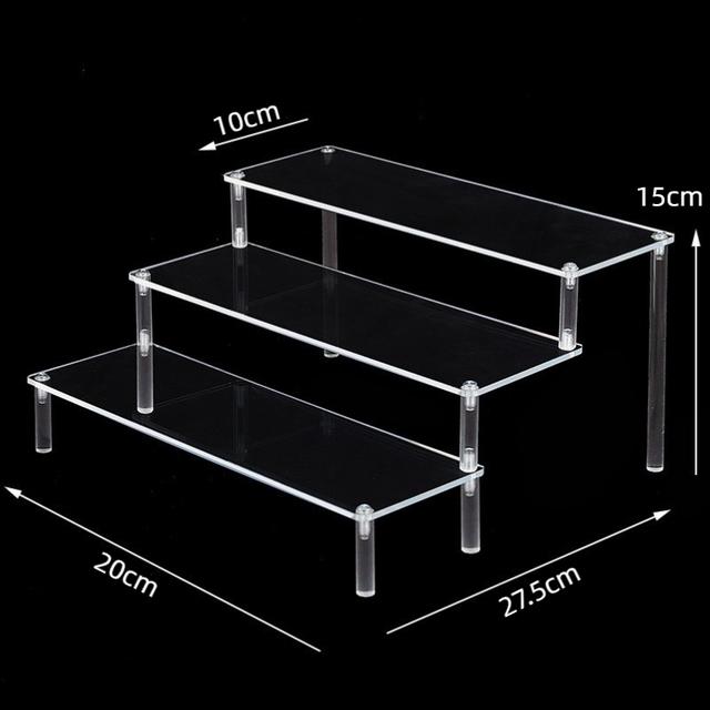 1-5 Tier Clear Acrylic Display Stand,Display Riser Shelf for Cupcake,Perfume Decoration and Organizer Amiibo Funko POP Figures