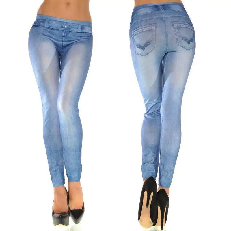 Solid Color Cropped Denim Leggings Pure Color Ninth Denim Tight Pants Plus Size Women