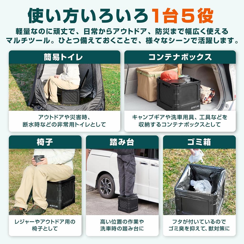 VASTLAND Portable Folding Toilet, Designed by a Disaster Prevention Specialist, Emergency Toilet, Disaster Relief Toilet, Portable Toilet, Suitable fo