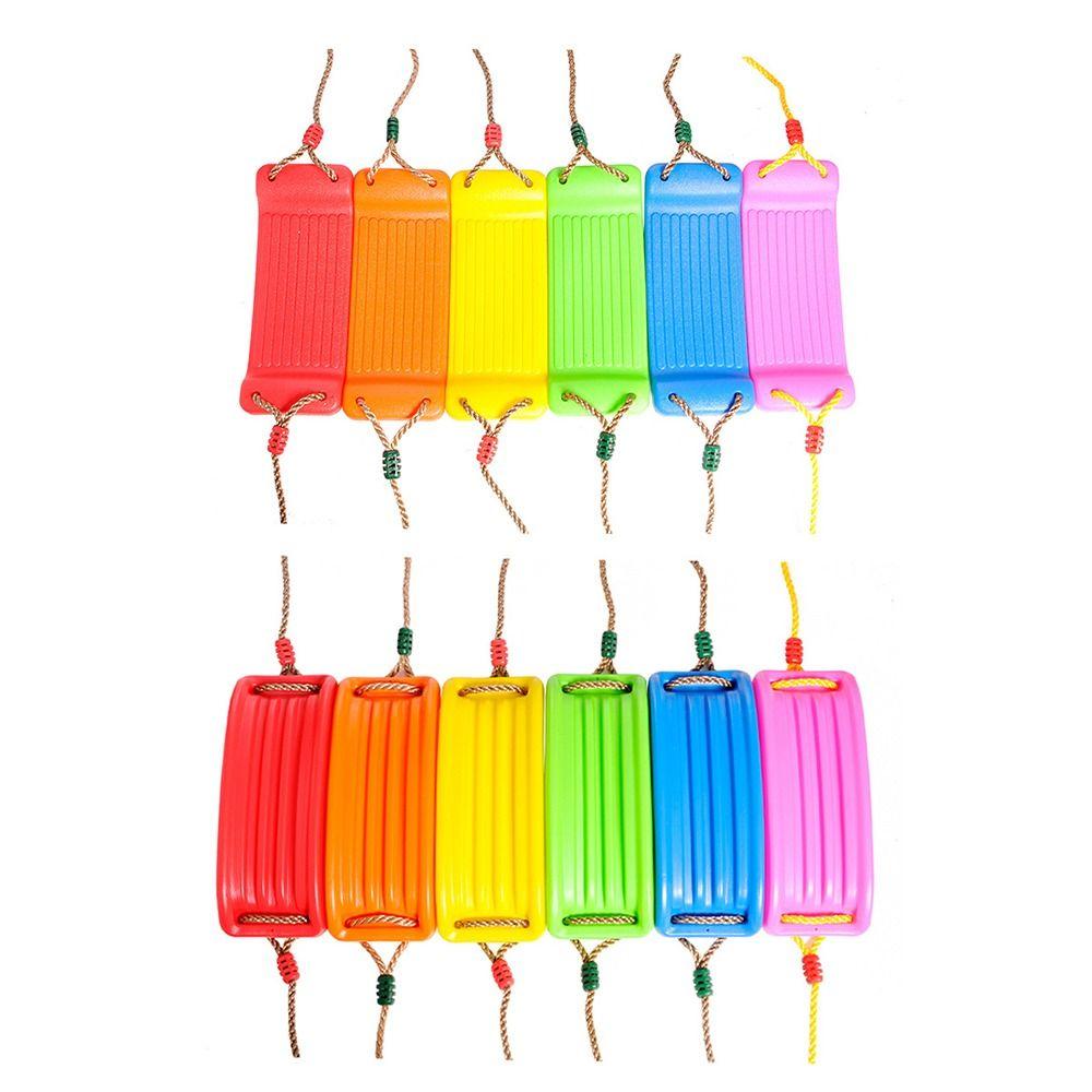 Plastic Children'S Swing With Hanging Rope Adjustable Height Swing Easy Install Multicolor Sitting Board Swing