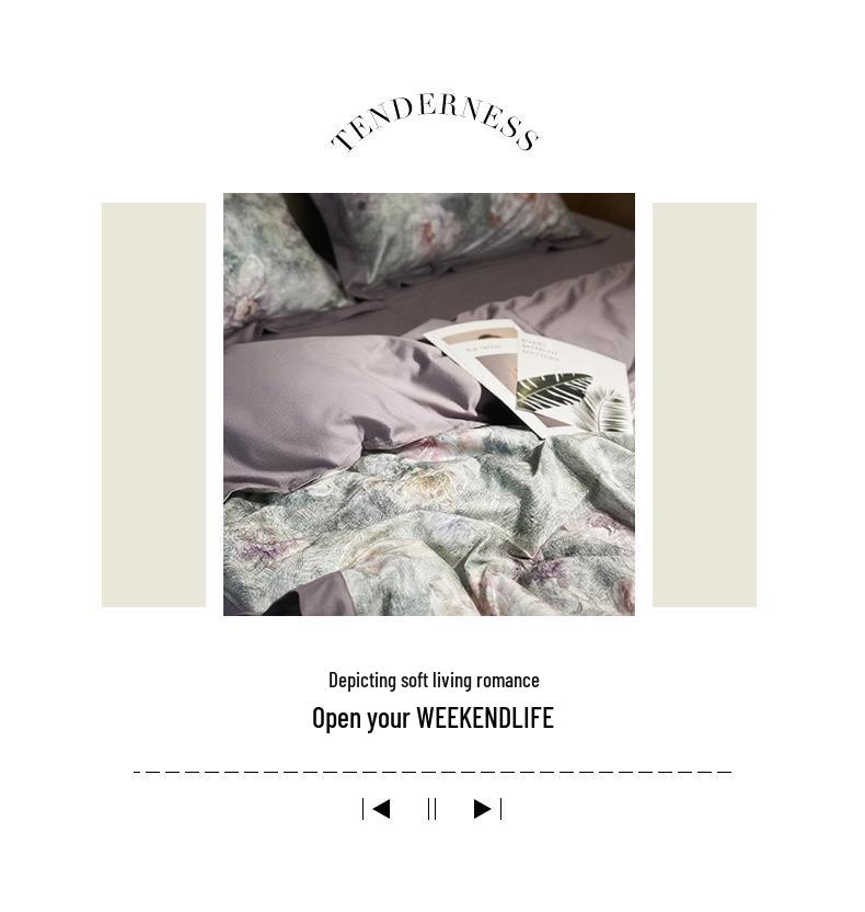 Herbst/Winter Hautfreundliches Reines Baumwoll 4-teiliges Bettwäsche-Set mit Verdicktem Digitaldruck