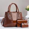 Luxury Quality 3Piece Set Handbags Ladies Bags for  Women Patent Leather Stone Pattern Ladies Shoulder Cross Body Bags