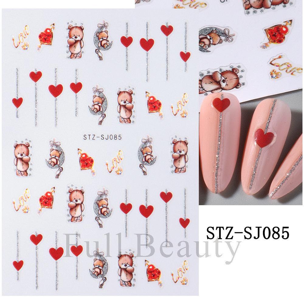 Nail Art Stickers Ins Valentine's Day Black And White Love Hot Stamping Lines Smile French Adhesive Nail Stickers