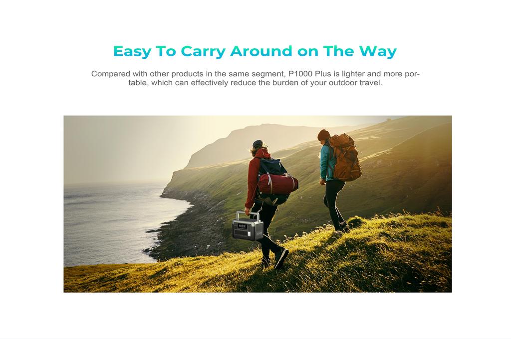 OUKITEL P1000 PLUS Tragbare Powerstation, 1800W 1024Wh Solargenerator mit LiFePO4-Akku, Schnellladung, Intelligente App-Steuerung für den Außenbereich