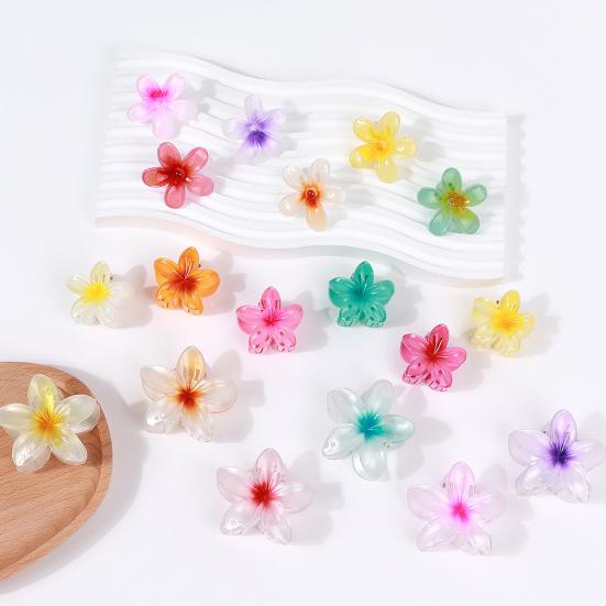 Kvinner Blomsterform Hårklo Anti-skli Design Gradient Farge Hårklemme Dusj Bading Tilbake Hode Haisklips Stylingtilbehør
