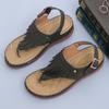 Large Size Tassel Leakage Toe Women's Sandals with Metal Needle Buckle Soft Sole Clip Toe Wedge  Zapatos De Mujer