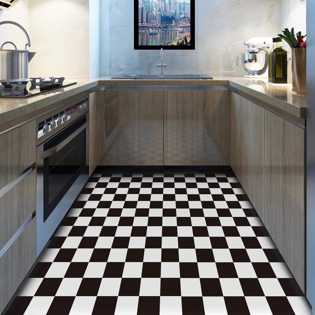 Adesivi per pavimenti a scacchi bianchi e neri Adesivi murali autoadesivi in PVC Carta da parati per cucina bagno Decorazioni per la casa
