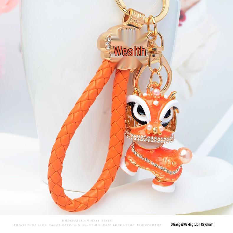 Chinese Lion Dance Keychain - Traditional Style Lion Charm