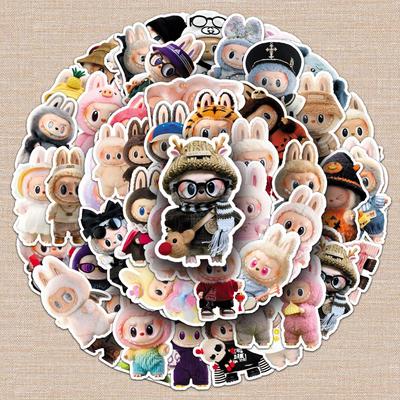 50 Labubu Doll Waterproof Stickers for Thermos, Journals, Decor - Creative Cross-Border Design