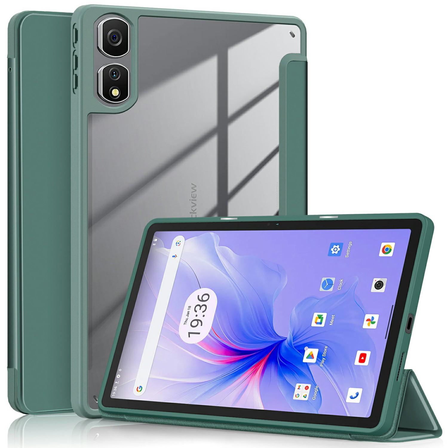 

Для чехла Blackview Tab 16 Pro Автоматический сон/пробуждение PU кожаный откидной чехол для планшета Тройная подставка Dark Green