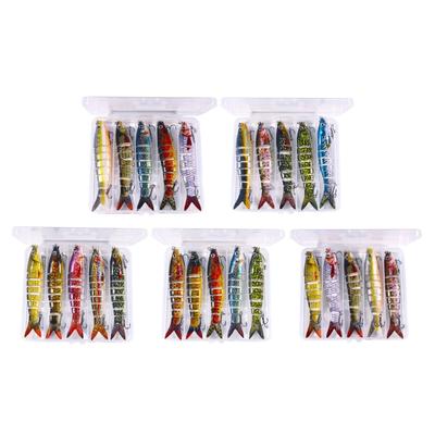 5 Stück Angeln Swimbait Wobbler Köder 3D Künstliche Angelköder Salzwasser Mehrteilige Köder Angelhaken Angelköder